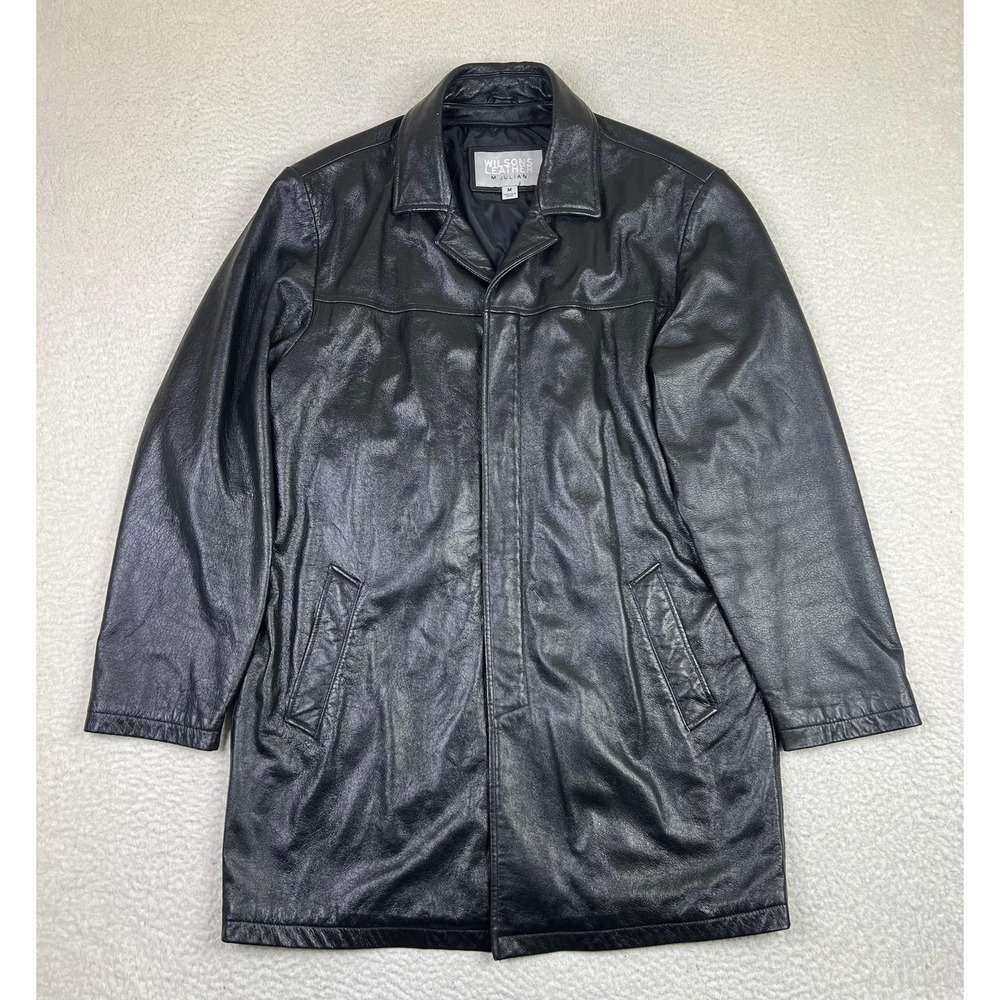 Wilsons Leather M. Julian Coat Mens Medium‎ Black 100% Leather Car Coat Jacket